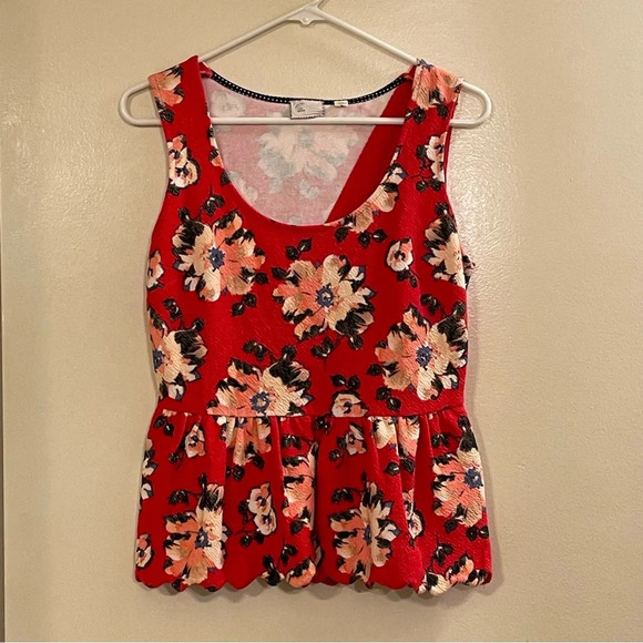 POSTMARK by ANTHROPOLOGIE NWOT Clovelly Peplum Top in Red - Picture 4 of 8